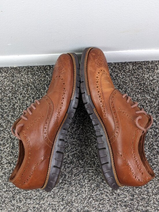 Cole Haan Men\'s ZeroGrand Wingtip Oxfords Shoes Brown Leather C29411 Size 10.5